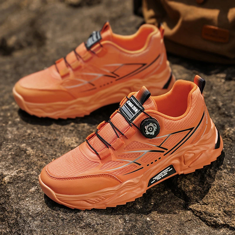 Trend Orange Männer Casual Turnschuhe Große Größe 39-46 Dreh Schnalle Design männer Sport Schuhe Bequeme Atmungsaktive Laufschuhe mann
