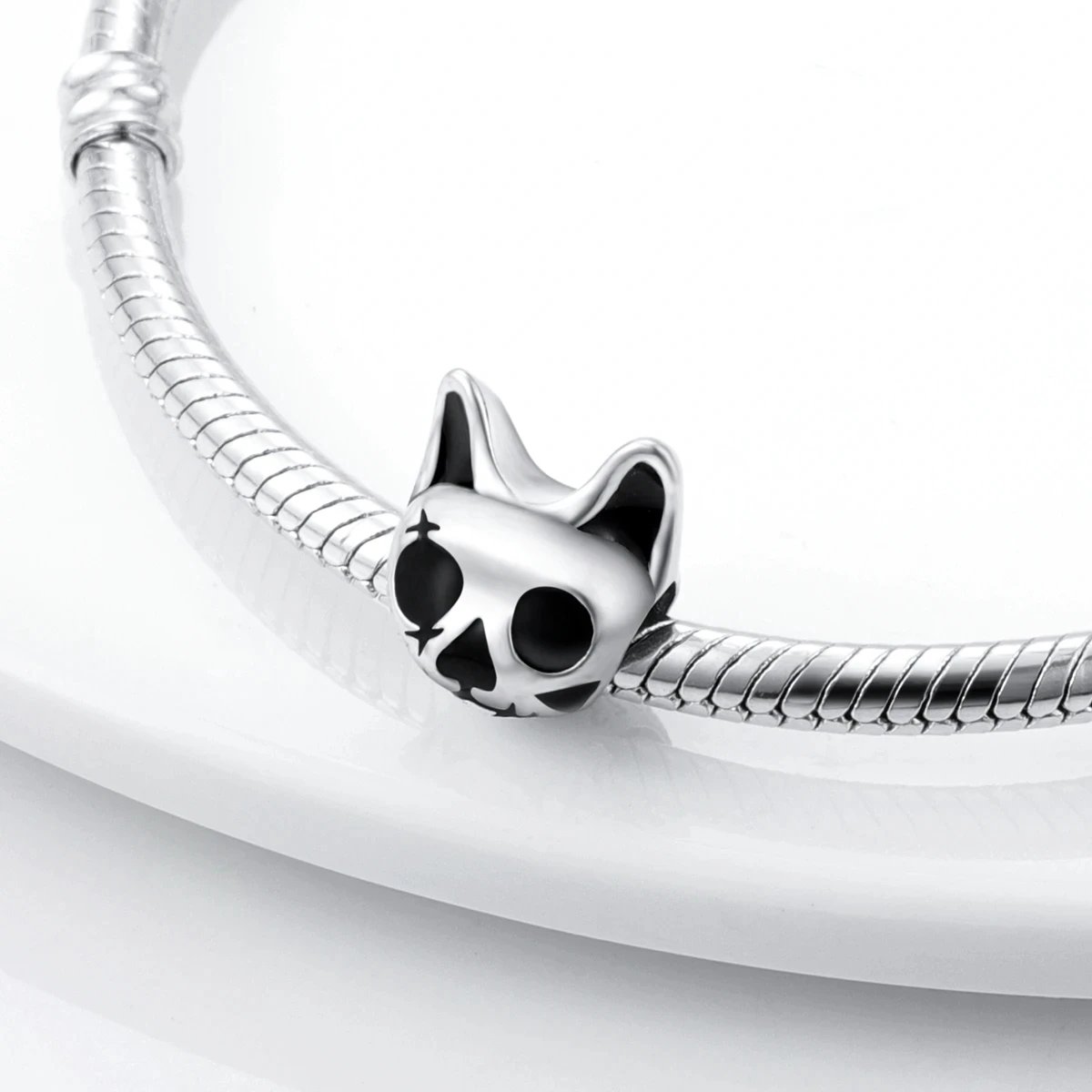 Lustige Katzenkopf-Punk-Perlen, 925er Silber vergoldet, Original-Perlen, passend für Original-925-Charms, Armbänder, Perlen, Schmuck, schöne Geschenke für Frauen