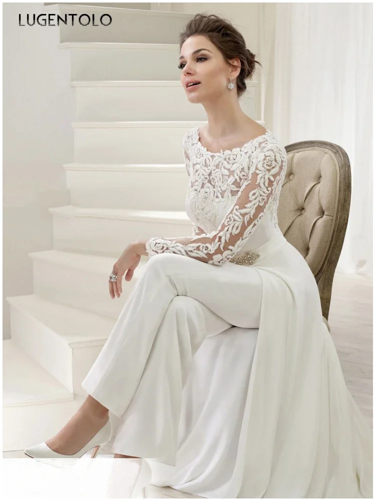 Frauen Overall Party Herbst Neue Weibliche Sexy Perspektive Spitze Lange Hülse Slim-fit Solide Gefälschte Zwei-stück Overalls lugentolo Image