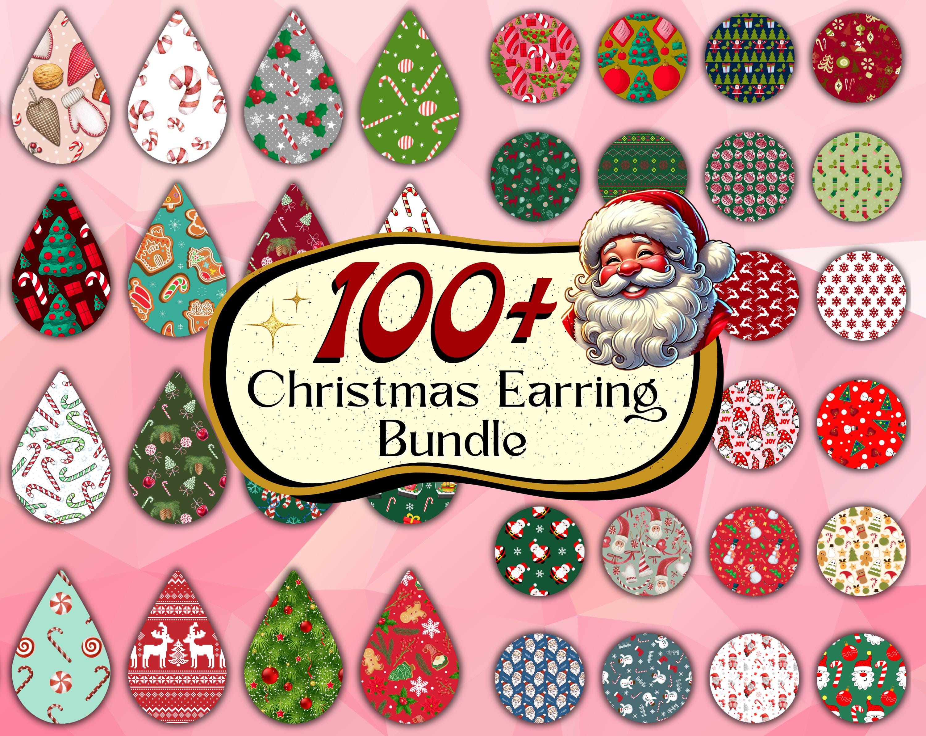 Pacchetto di oltre 100 modelli di orecchini natalizi, orecchini a goccia natalizi Png, orecchini rotondi natalizi, orecchini a goccia, orecchini natal