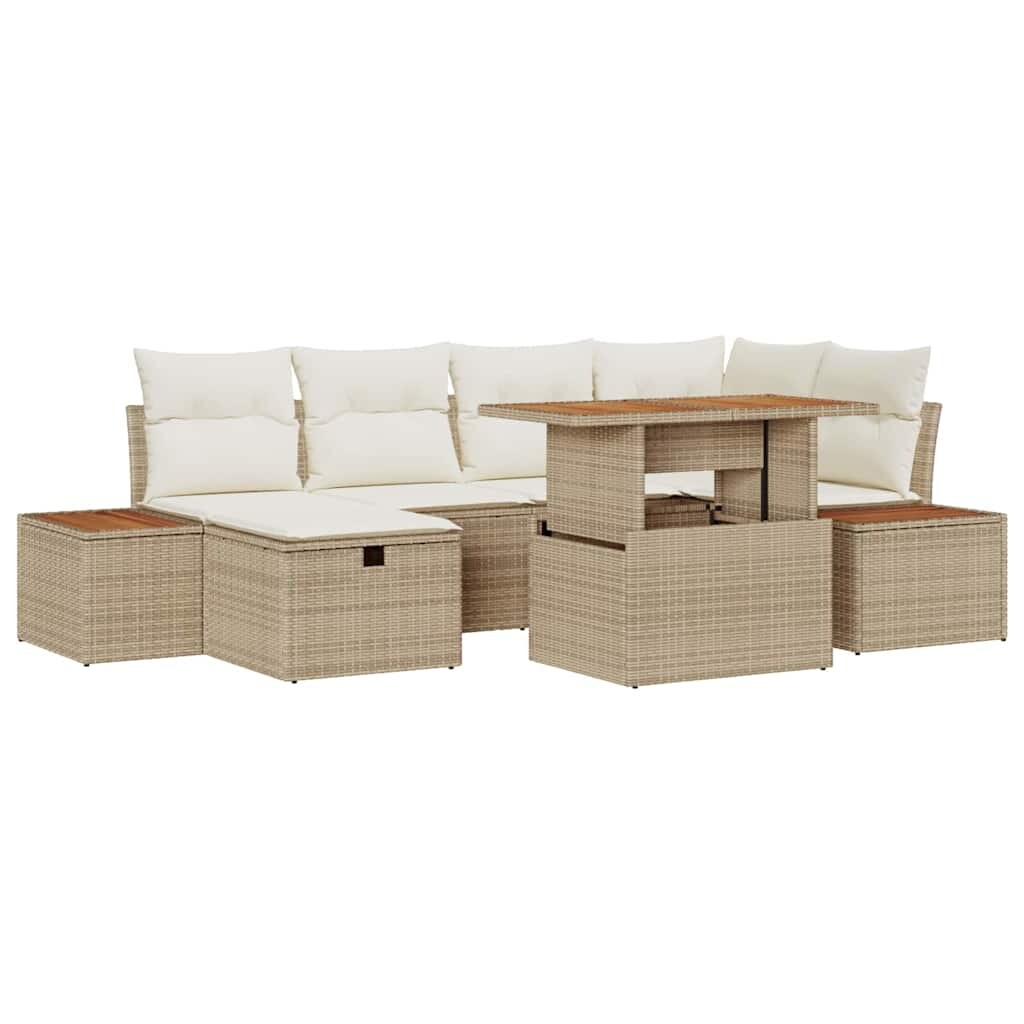 vidaXL Garten-Sofa-Set 7 pcs Beige Poly-Rattan Image