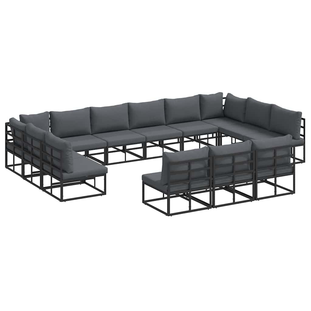 vidaXL Garten-Sofa-Set mit Kissen Schwarz Aluminium Image