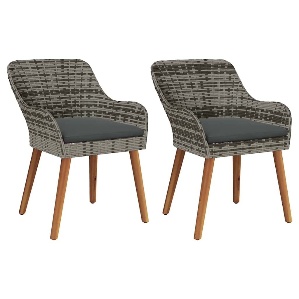 vidaXL Gartenstuhl mit Kissen 2 pcs Grau 62,5 x 55 x 82 cm Poly-Rattan Image
