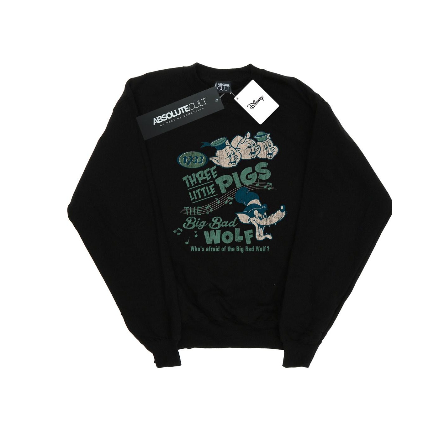 Disney - "Three Little Pigs Who's Afraid Of The Big Bad Wolf" Sweatshirt für Jungen (Schwarz) Image