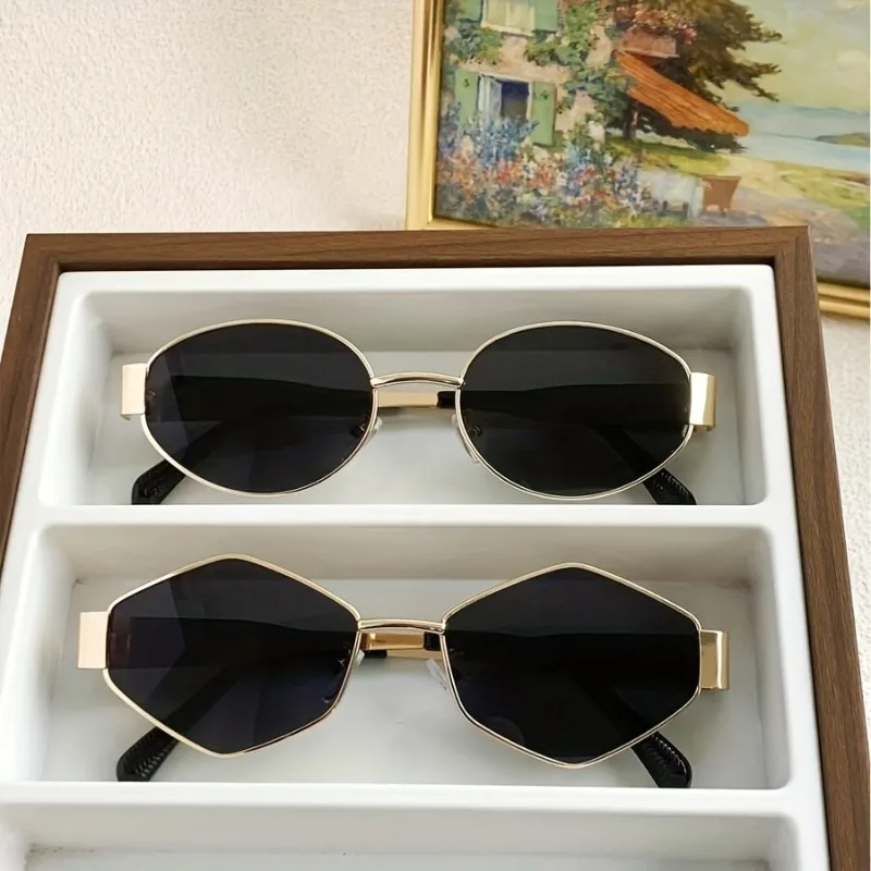 2 Stück Unisex Y2K Retro-Modebrillen, perfekt für Partys, Einkaufen und besondere Anlässe, ideales Geschenk für Feiertage Image