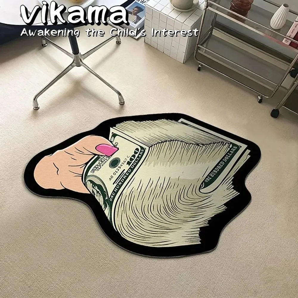 VIKAMA Niedlicher Dollar-Cartoon-Kinderteppich, rutschfeste Spielmatte für den Eingang im Kinderzimmer, Schlafzimmer, waschbare weiche Bodendekoration