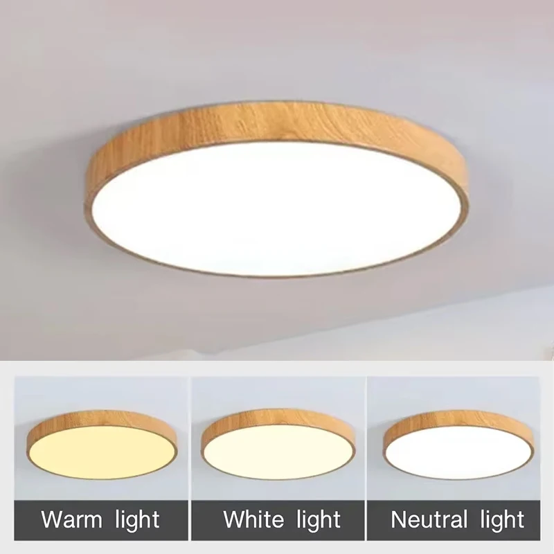 Nordic Runde LED Decke Licht Holz Ton für Wohnzimmer Schlafzimmer Studie Korridor Gang Moderne Kronleuchter Innen Beleuchtung Leuchte