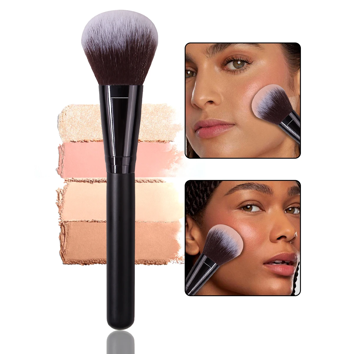 1 Stück hochwertiger, weicher, loser Puder-Rouge-Make-up-Pinsel mit schwarzem Holzgriff für das Gesicht, ein professionelles Beauty-Tool Image