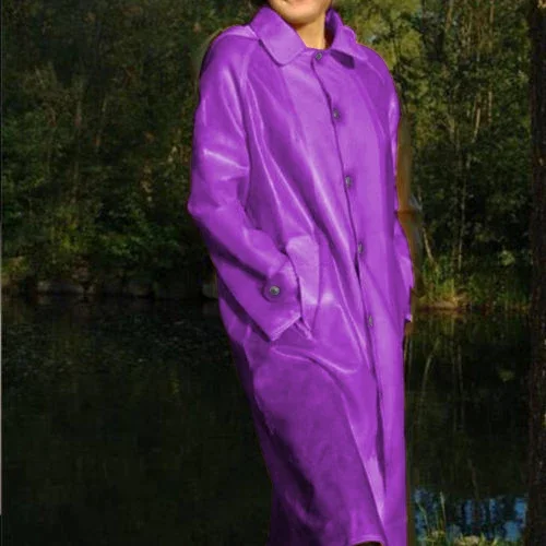 Latex Windjacke Damenmode Lila Sexy Anzug Lange Ärmel mit Knopf Größe XS-XXL