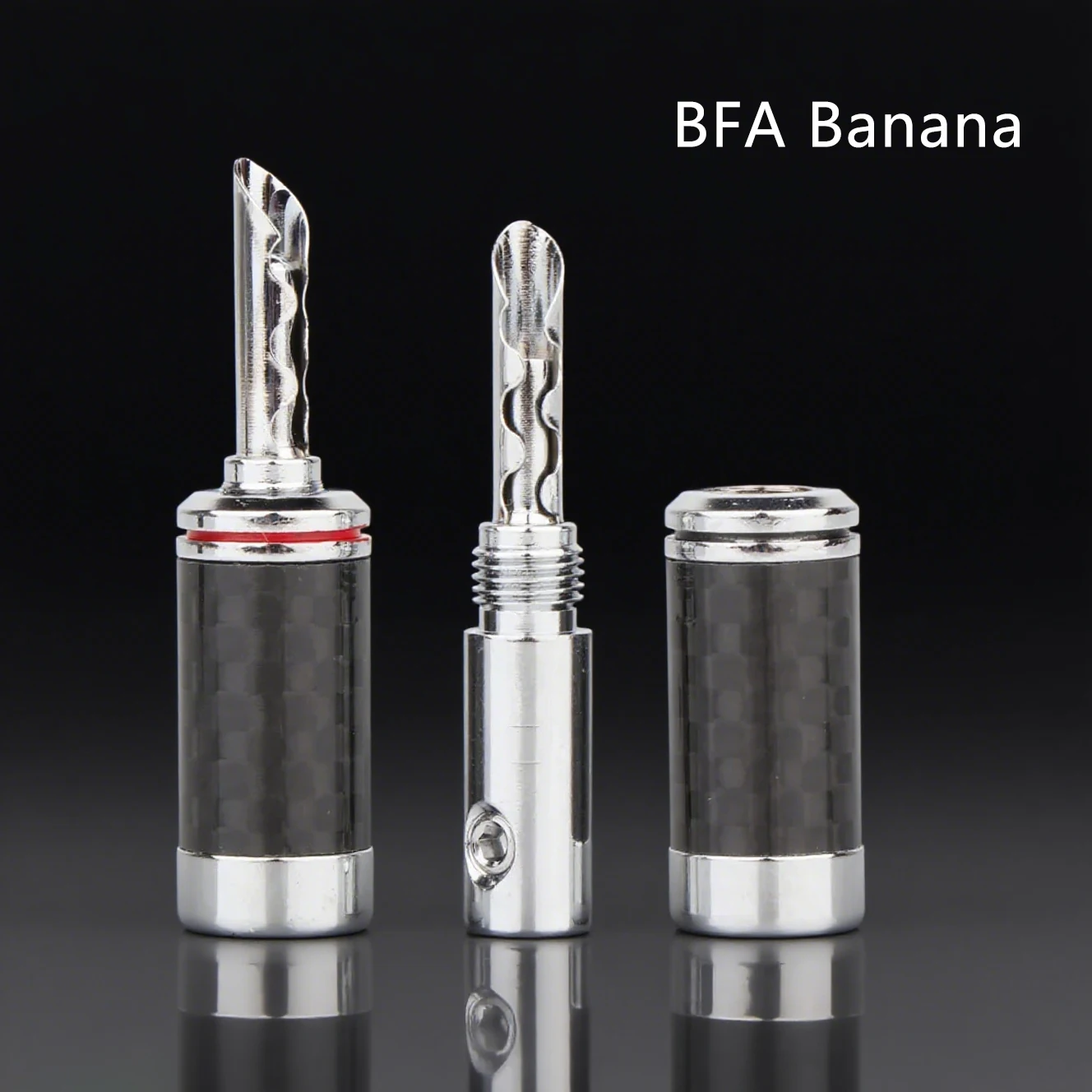 8PCS 4MM BFA Bananen stecker Carbon Faser Lautsprecher Kabel Bananen Terminal Stecker BFA Stecker audio lautsprecher bananen steckdose Image