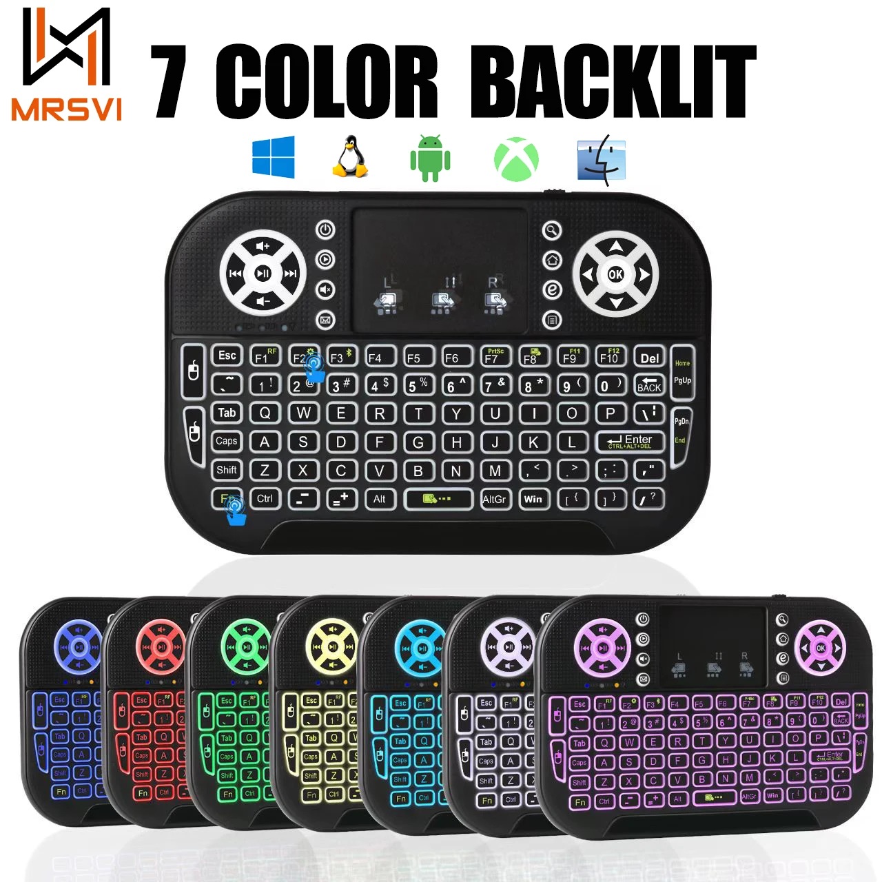 Mini-Wireless-Tastatur i8s Dual-Modi Hintergrund beleuchtung 2,4g & BT 5,0 Air Mouse Fernbedienung Touchpad-Tastatur für Windows Android TV-Box Image