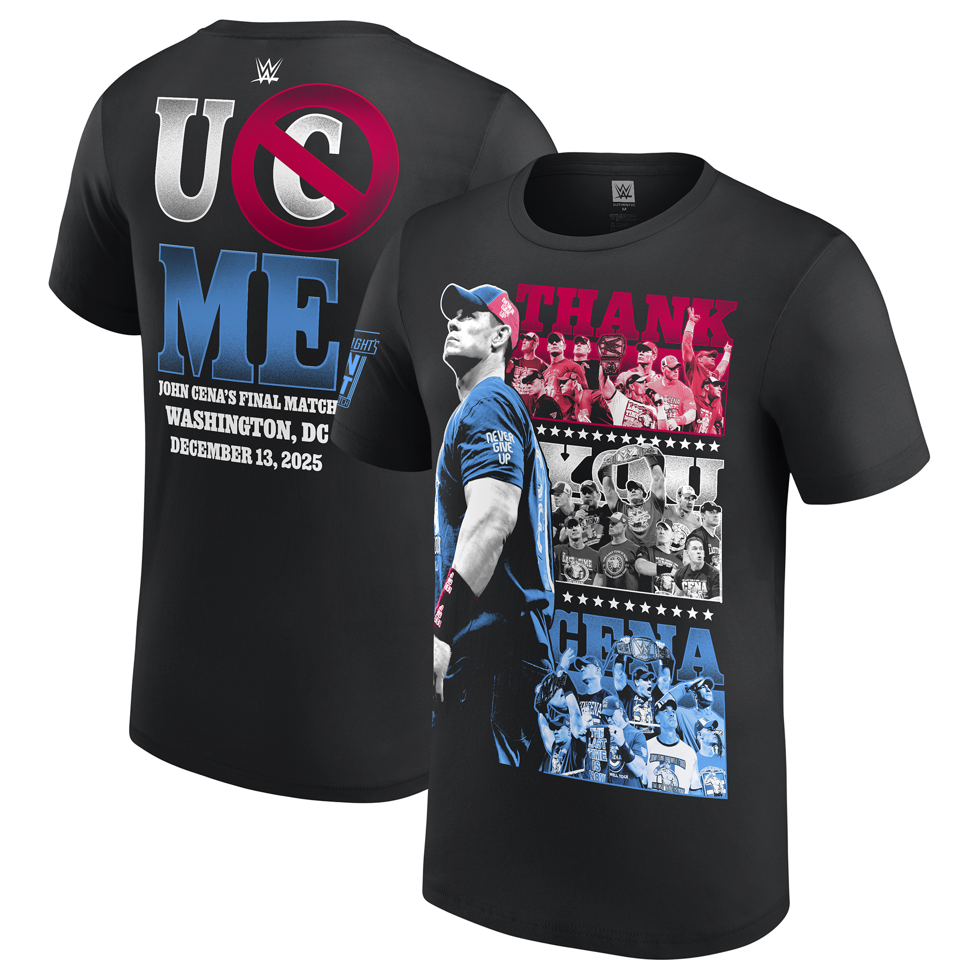Schwarzes John Cena Danke Cena T-Shirt für Jugendliche in Rot, Weiß und Blau Image