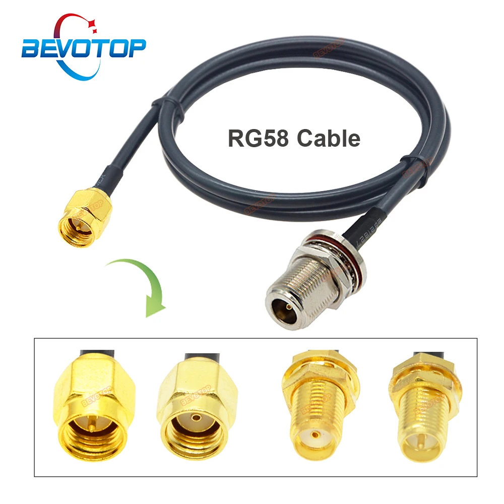 1PCS RG58 Kabel Wasserdicht N Weibliche Schott zu SMA/RP-SMA Männlich Weiblich RF Coax Pigtail 3G 4G 5G LTE Antenne Verlängerung Jumper Image