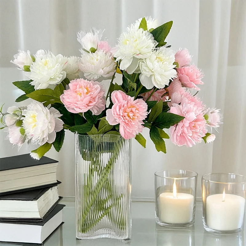 28 Zoll künstlicher Pfingstrosenstiel, 3 Köpfe, Ins-Stil, Zuhause, Hochzeit, Dekoration, Blumenarrangement, Fotografie-Requisite Image