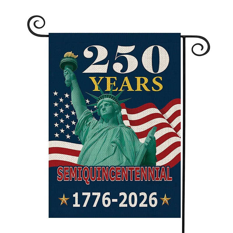 US 250th Anniversary America 250 Years Home Garden Flag Patriotic Banner Statue of Liberty Design Semiquincentennial 1776-2026 celebration 4th of July Independence Day
