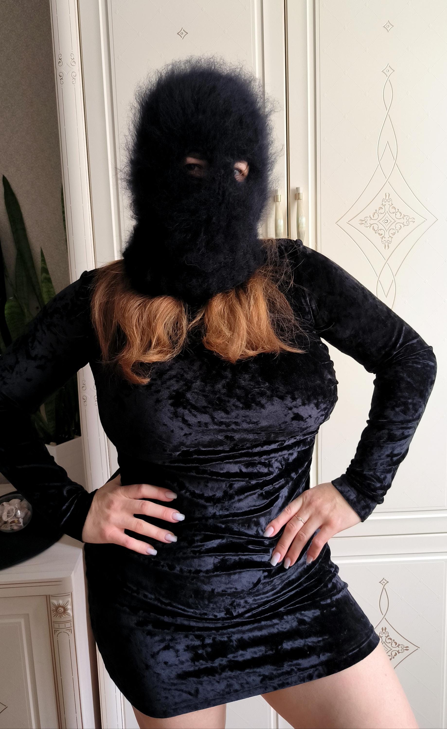 Passamontagna in mohair, passamontagna invernale in lana, passamontagna in maglia pelosa, maschera da sci a 2 fori