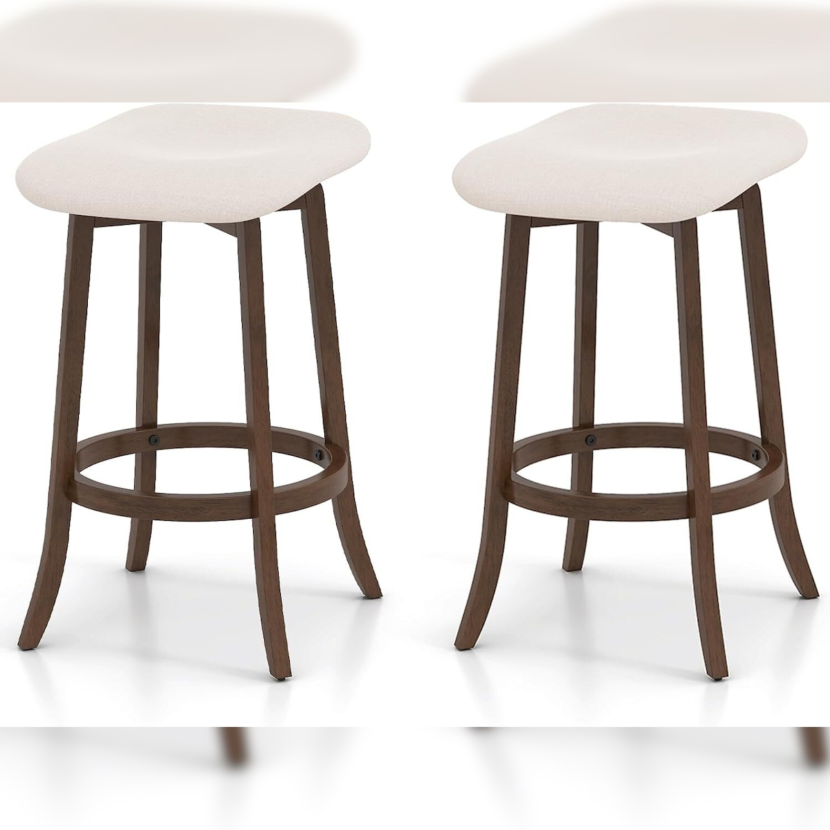 COSTWAY Barhocker-Set aus 2, 360° drehbare Barhocker ohne Rückenlehne, Sitzhöhe 74 cm, Holzhocker Image