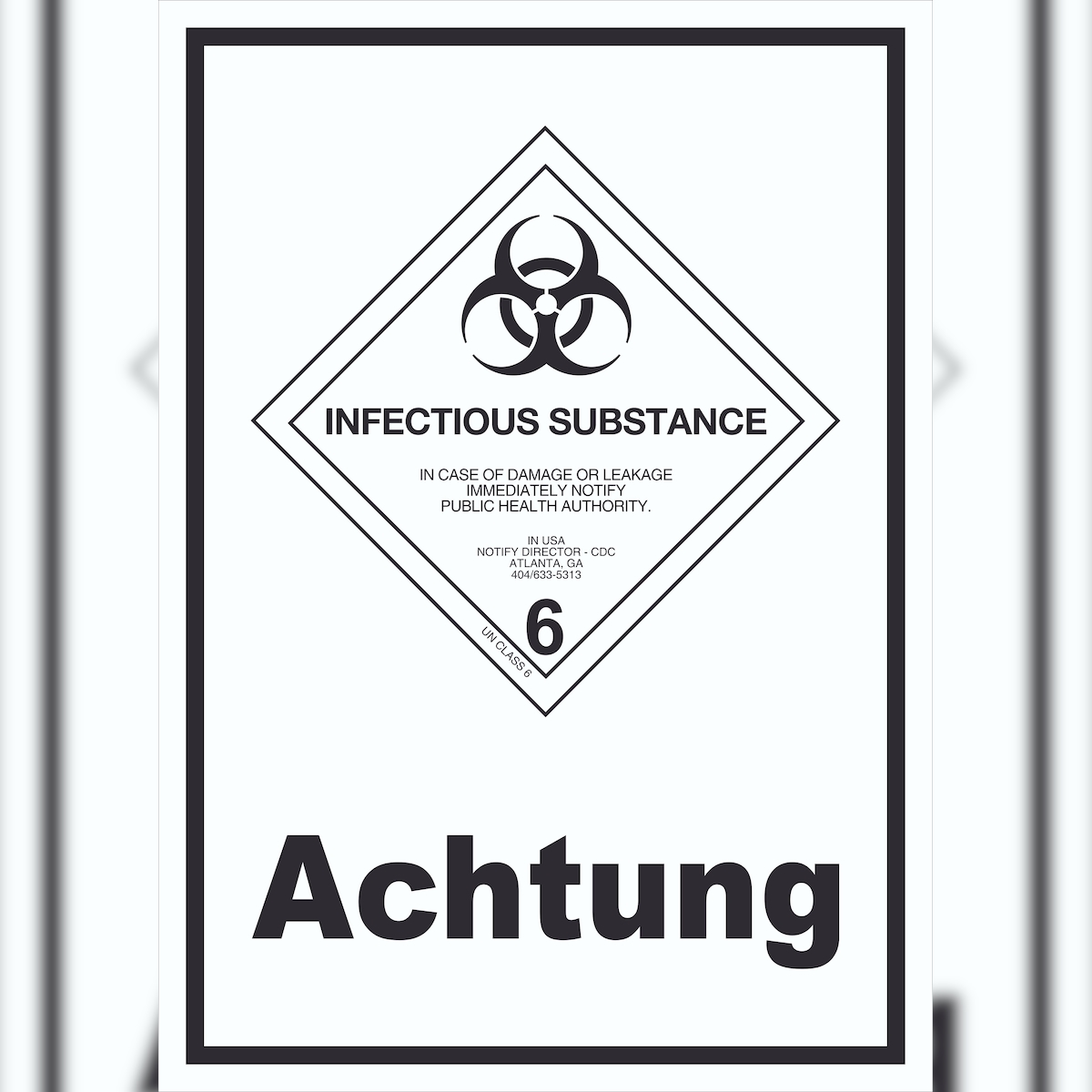 HB-Druck Schild Ansteckungsgefahr Achtung Infectious Substance hochkant A0 Rückseite selbstklebend Image