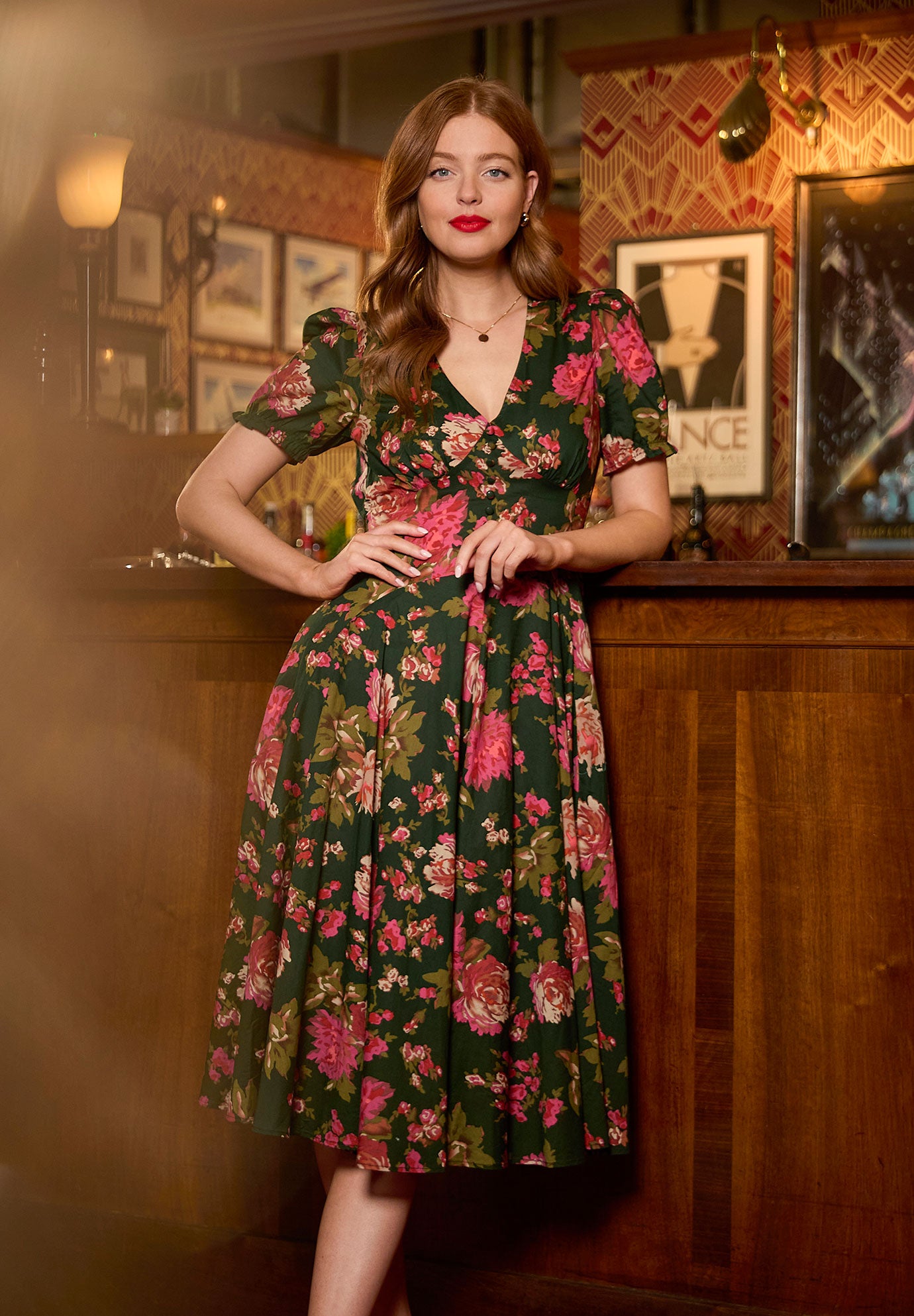 Plus Size Women's A-Line Button Front Midi Dress by Joe Browns in Vintage Floral (Size 28 W)