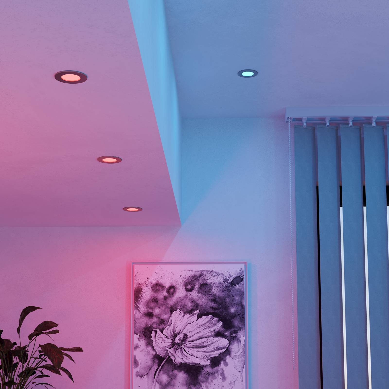 EGLO connect LED-Einbauleuchte Fueva 6-Z, grau, 3er-Set dimmbar, alu / grau / zink, für Wohn- / Esszimmer, Kunststoff, Modern, Smart Home Einbaulampe
