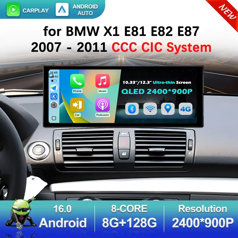Für BMW X1 E81 E82 E87 2007 - 2011 CCC CIC System Autoradio Multimedia Player Carplay Android 16 WiFi GPS Navi 4G BT Auto Tools Image
