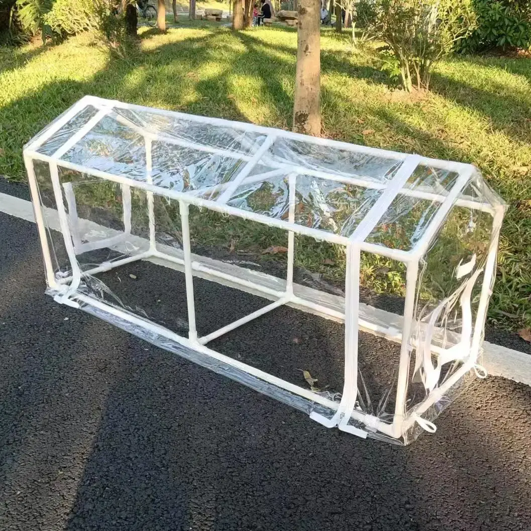 Pflanzenschuppen für den Außenbereich, Pflanzenschutzzelt mit Reißverschlusstüren, Fenster, Gemüseboden ohne Folie Image