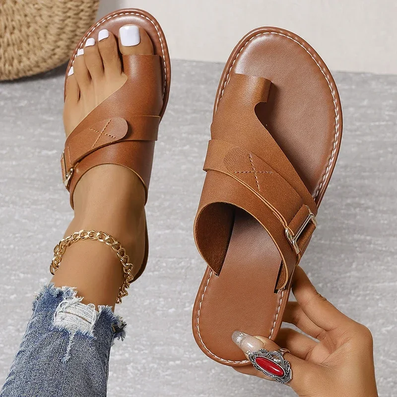 Frauen Sandalen Außerhalb Casual Strand Frauen Schuhe Sommer Neue Wohnungen Flip Flop Sandalen Walking Clip Kappe Römischen Schnalle Damen Rutschen