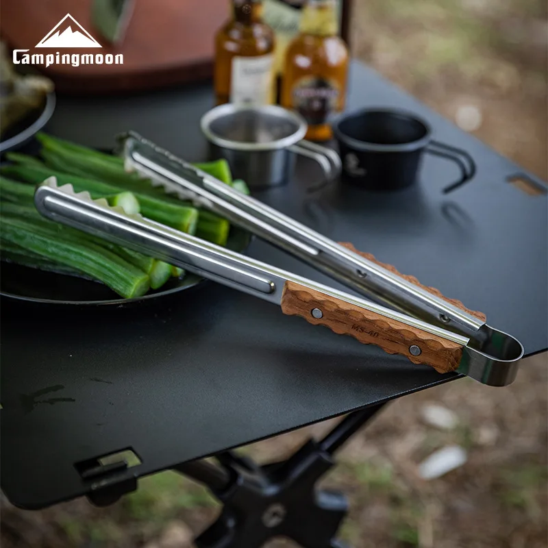 MS-40 verdickte Grillzange mit Massivholzgriff aus Edelstahl 304, plus lang gebratene Steak-Grillzange, Lebensmittelzange Image