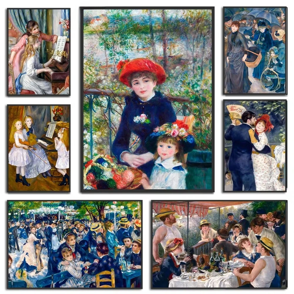 1 Stück Auguste Renoir und Claude Monet Porträt-Kunstwerke, Poster, Diamantgemälde, Tanz bei Le Moulin, Wandkunst, Bild, Heimdekoration Image
