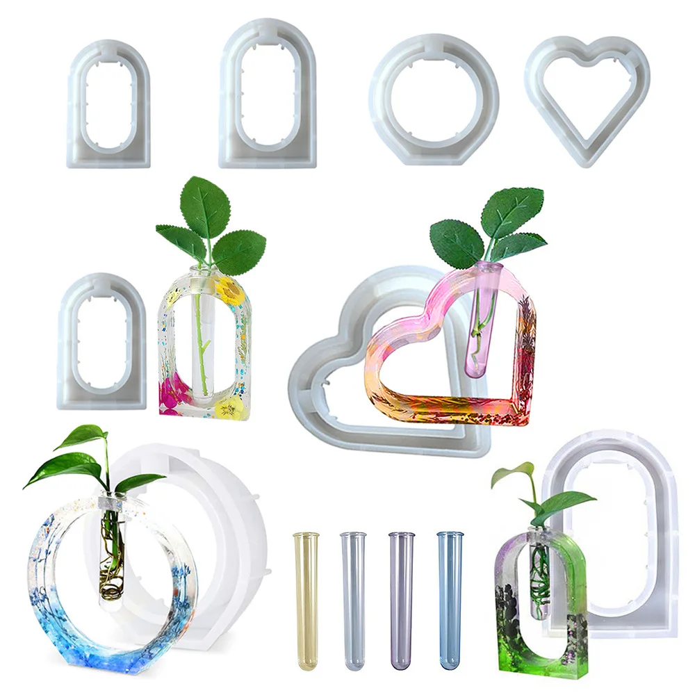 DIY gewölbte Blumentopf Silikonform rechteckig rund Handwerk Geschenk Hydrokultur Vase machen Gips Harz Gussformen Home Decor Image