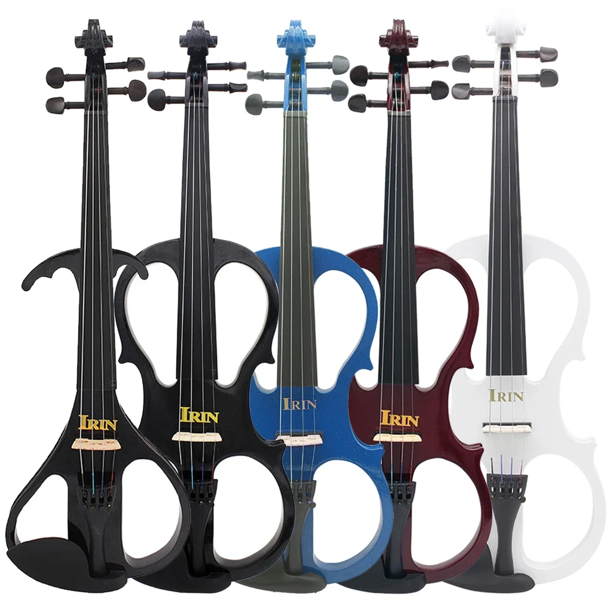 IRIN 4/4 elektrische Violine Geige Student Anfänger solide Violine Starter Kit Saiteninstrument mit Koffer Bogen Audiokabel Saiten Image