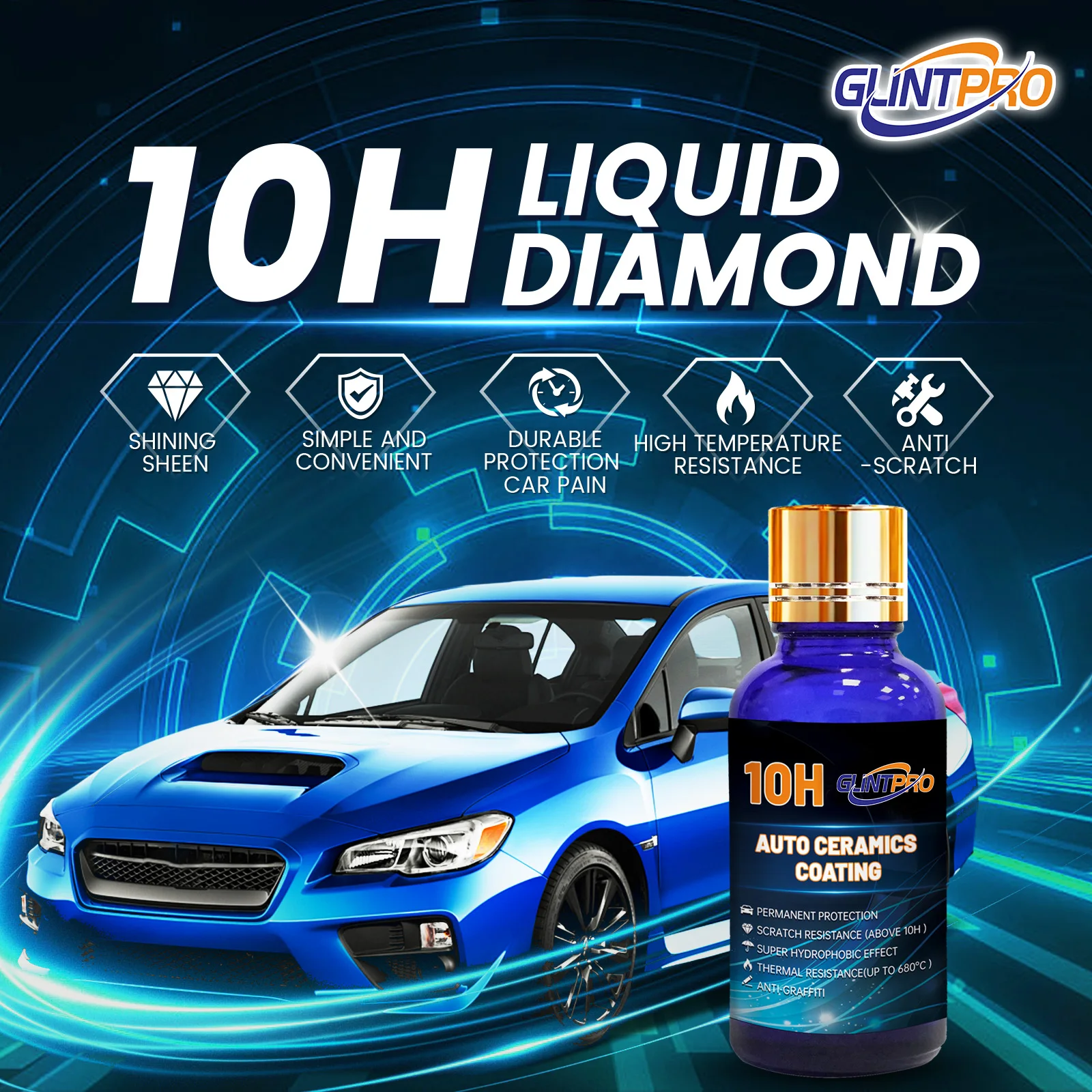 10H Keramikbeschichtung Karosseriepolitur Kratzfeste superhydrophobe Flüssigkeit, Hochglanz-Finish, Auto-Kratzer-Entferner-Set (30 ml)