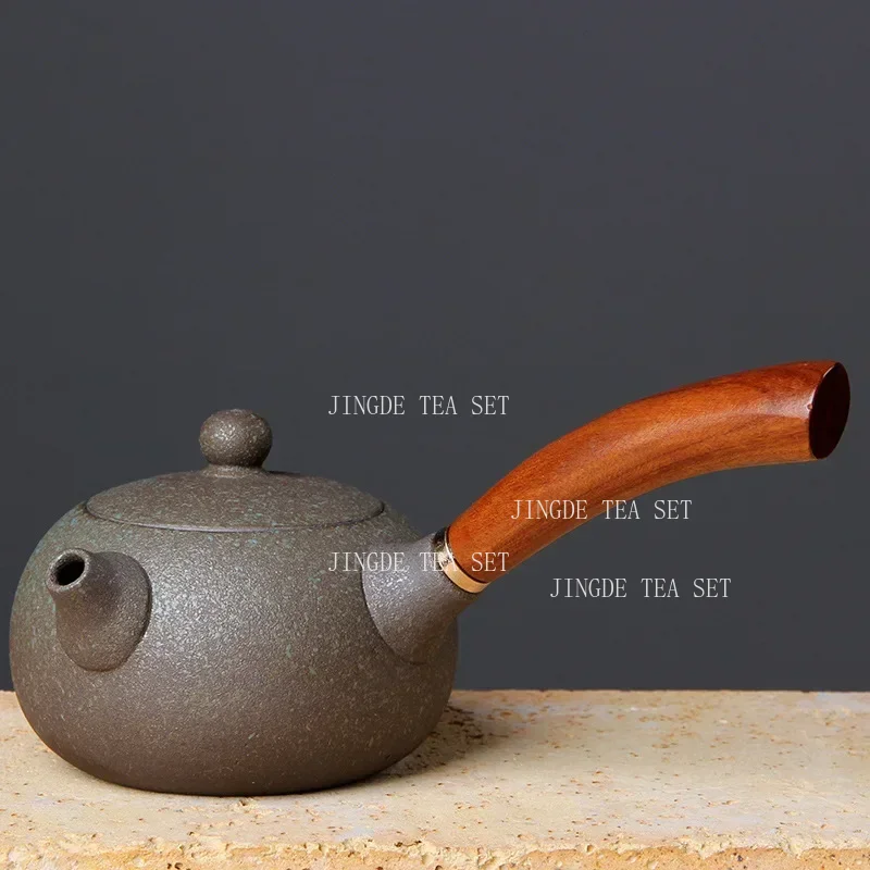 Ceramic Handle Teapot Japanese Tea Set High End Side Handle Teapot for Household Use Chinese Puer Tea Pot Tea Maker
