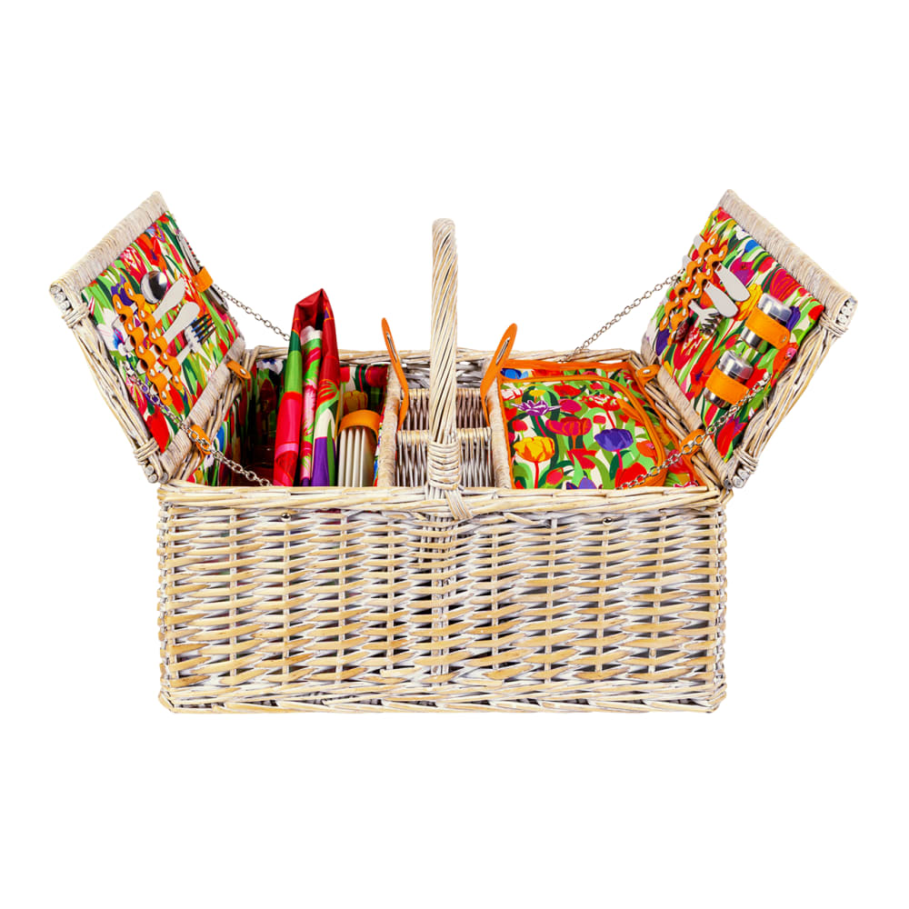 Panier de pique nique multicolore osier 50 x 36 x 40 cm