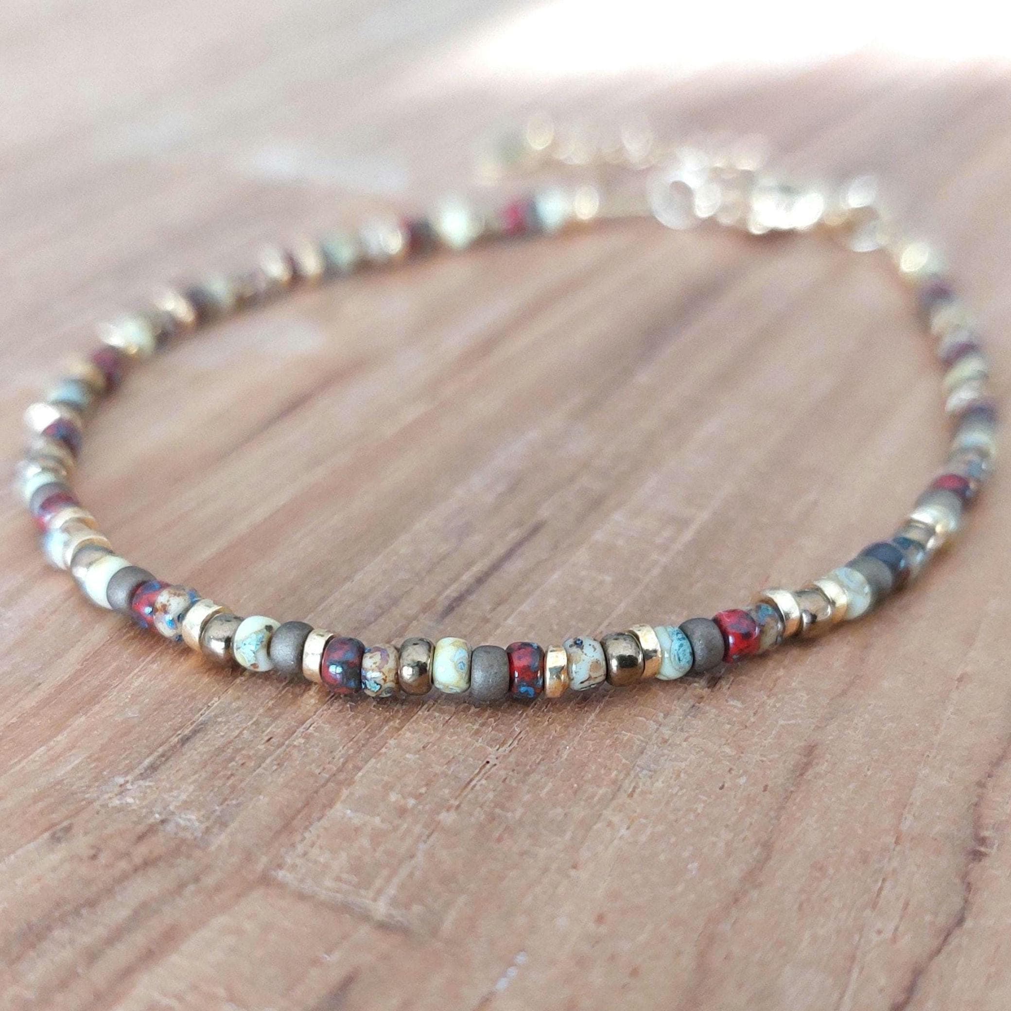 Cavigliera/braccialetto in perline di vetro Miyuki, cavigliera/braccialetto Boho, perline di vetro naturali, gioielli dall'aspetto naturale, gioielli