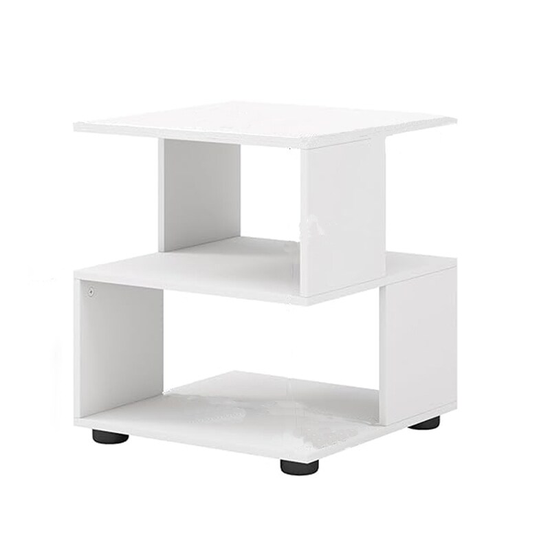 COSTWAY 3-stufiger Beistelltisch, Couchtisch mit Ablageflächen und rutschfesten Fußpolstern, 39,5 x 39,5 x 45 cm, weiß Image