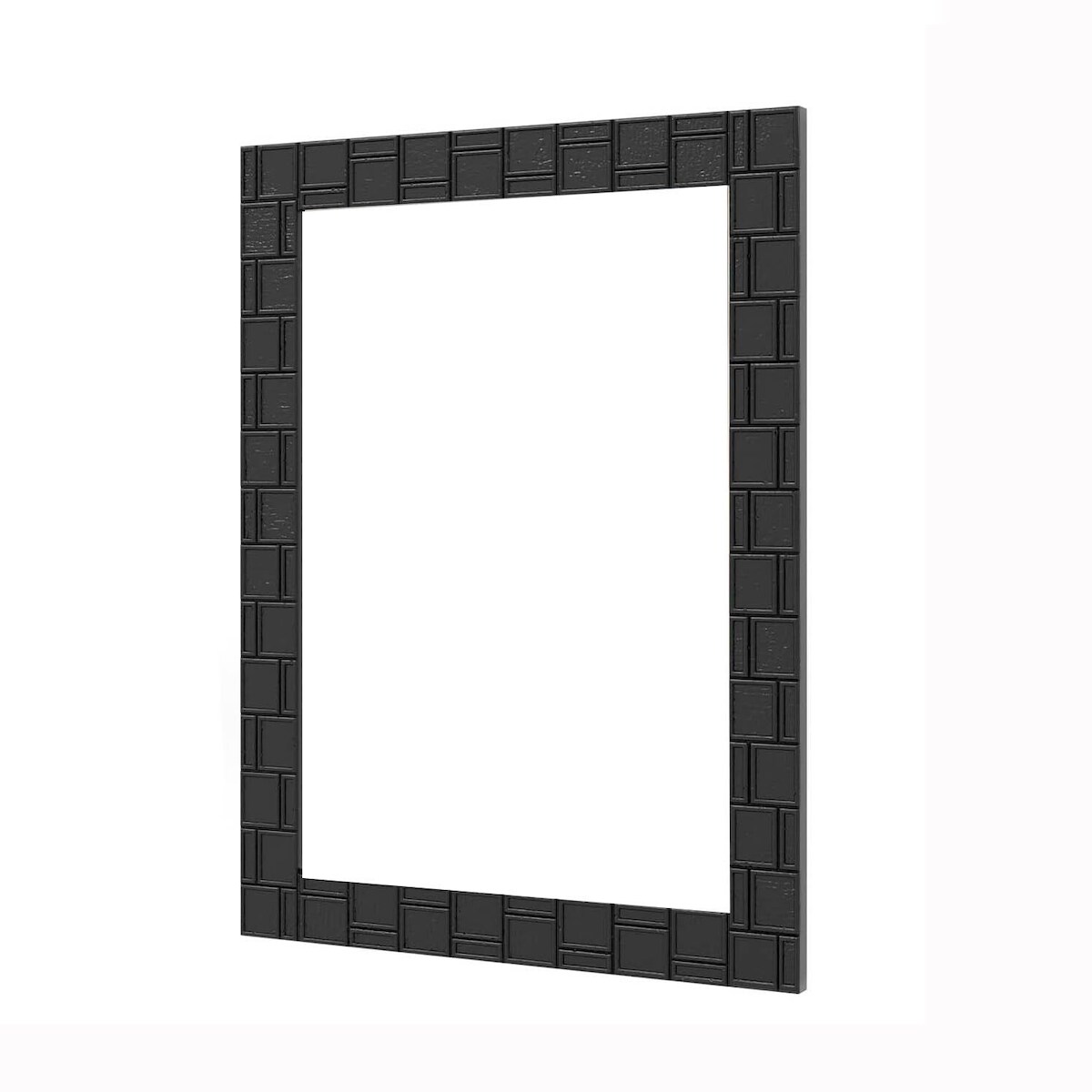 COSTWAY Wandspiegel aus Gummibaumholz mit Massivholzrahmen, Badezimmerspiegel zum vertikalen und horizontalen Aufhängen Image