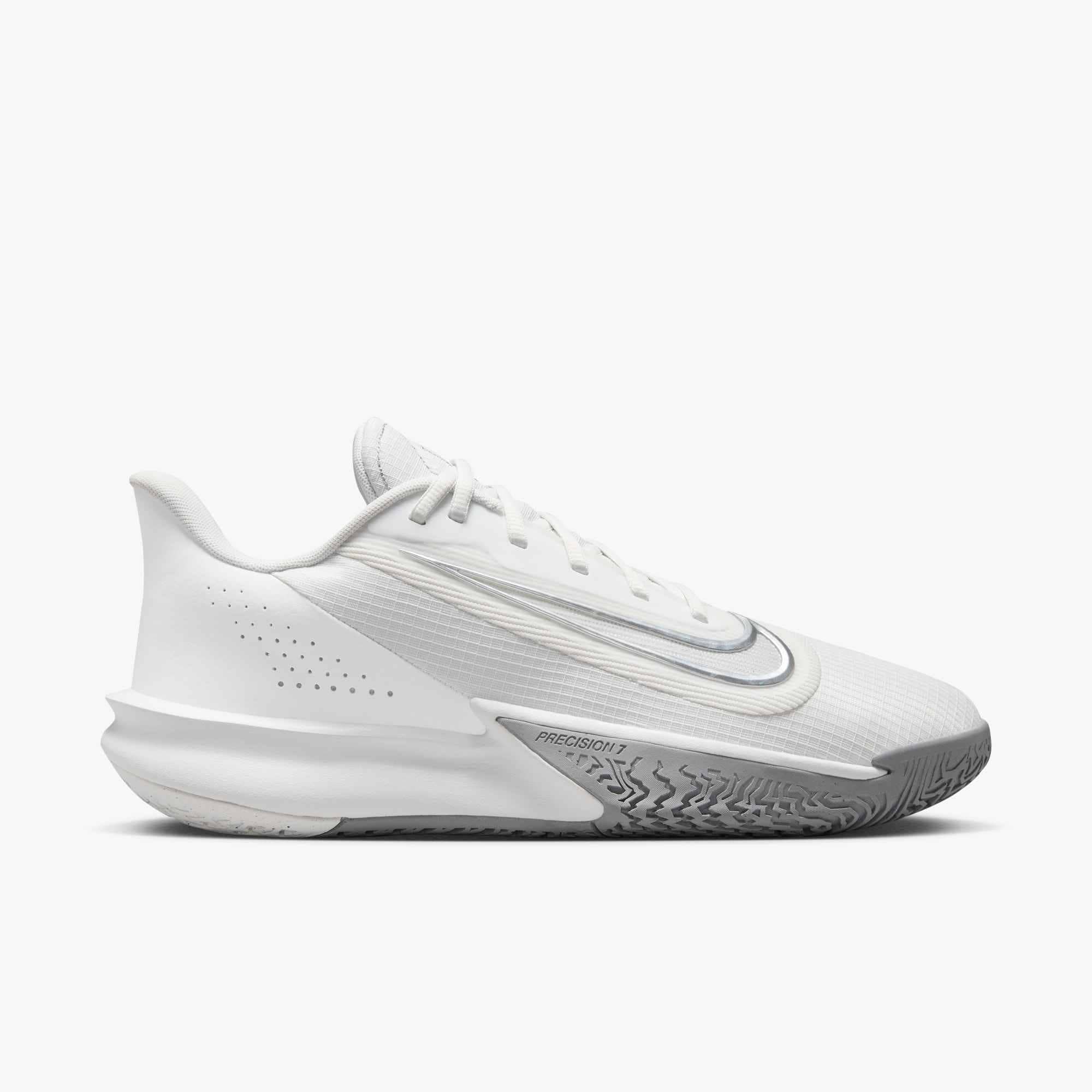 Basketballschuh NIKE "PRECISION VII", Damen, Gr. 47,5, summit weiß, metallic silber, Synthetik, Textil, Schuhe