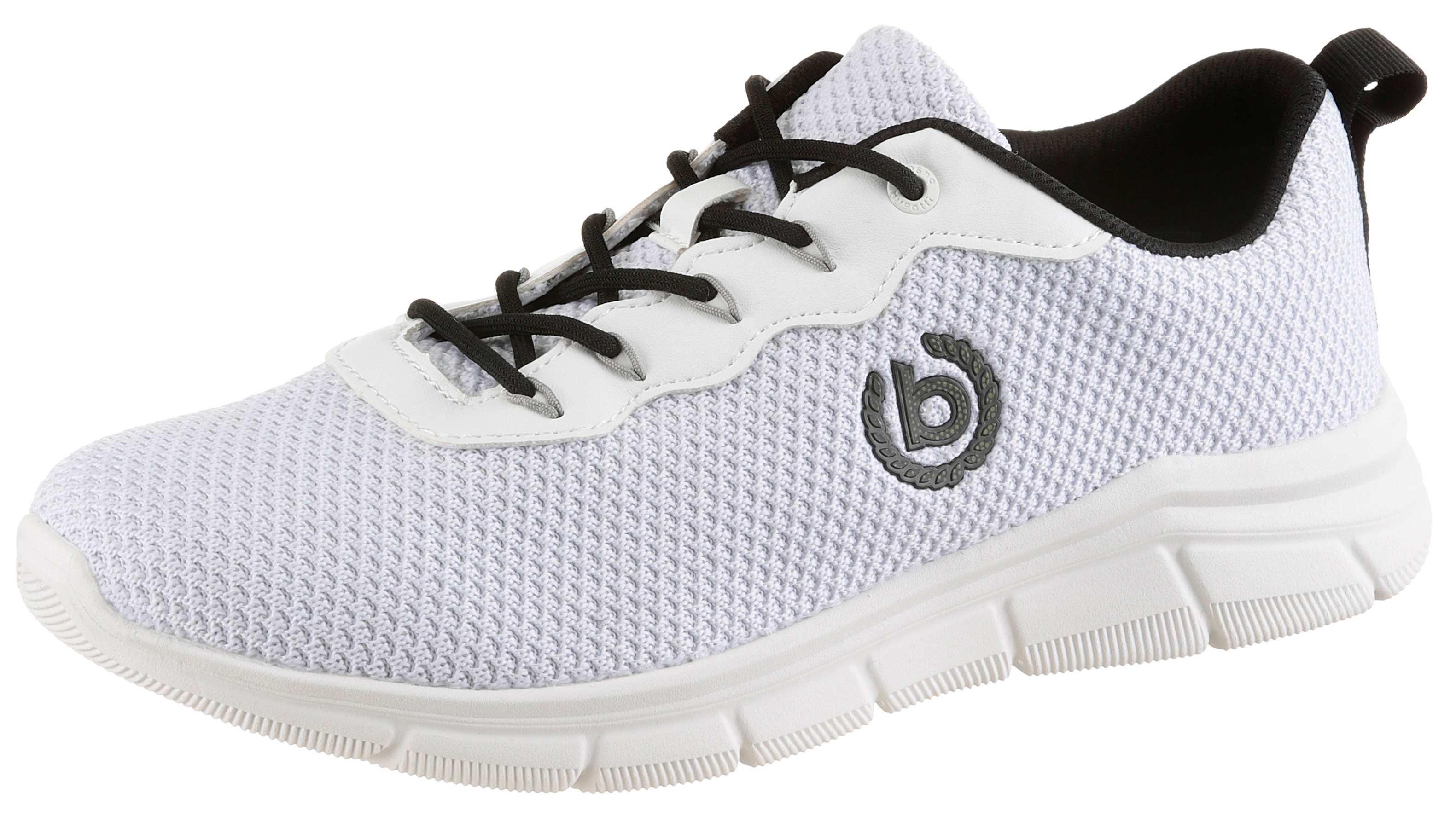 Slip-On Sneaker BUGATTI, Damen, Gr. 41, weiß, Lederimitat, Textil, Schuhe, Freizeitschuh, Halbschuh, Slipper mit elastischen Schnürsenkeln