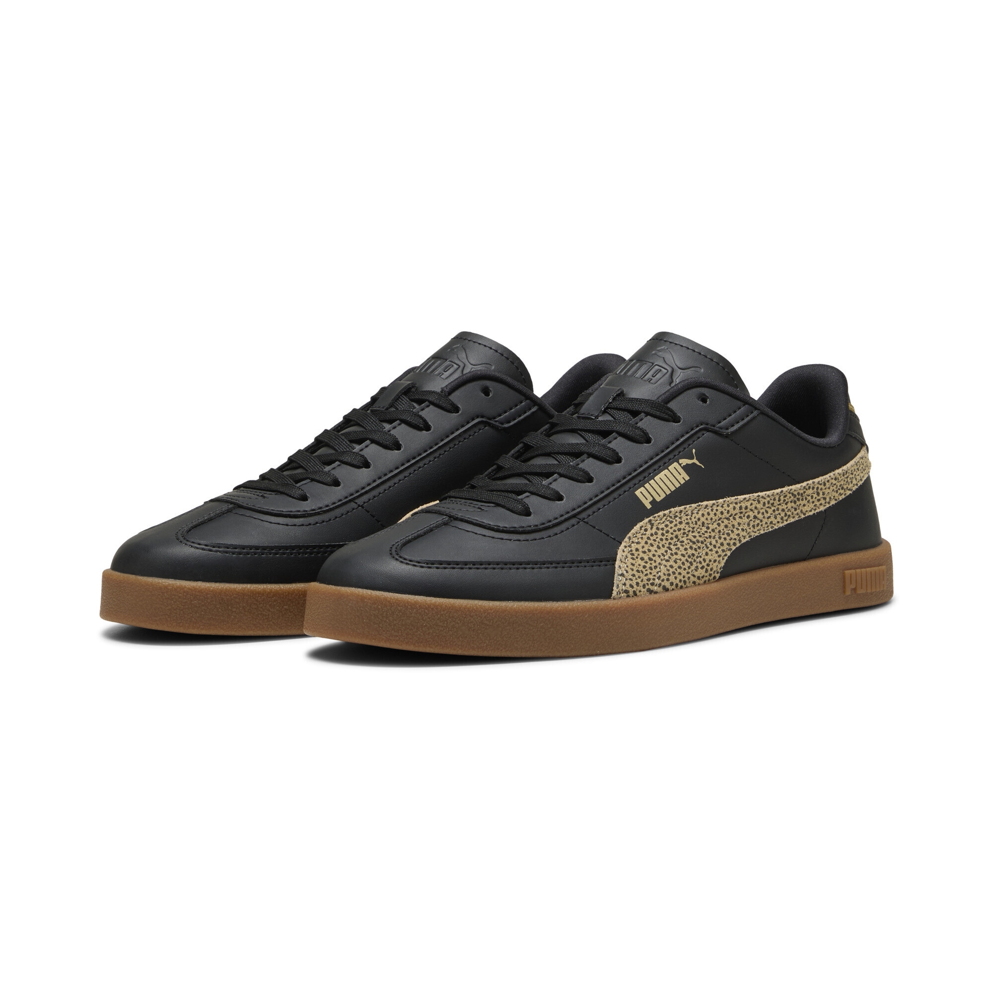 Sneaker PUMA "PUMA Club II Era Topcat Sneakers Damen", Damen, Gr. 38, schwarz toasted almond beige, Obermaterial: Kuhleder, Textil, Synthetik; Futter: Textil; Innensohle: Textil; Laufsohle: Gummi, Schuhe Sneaker