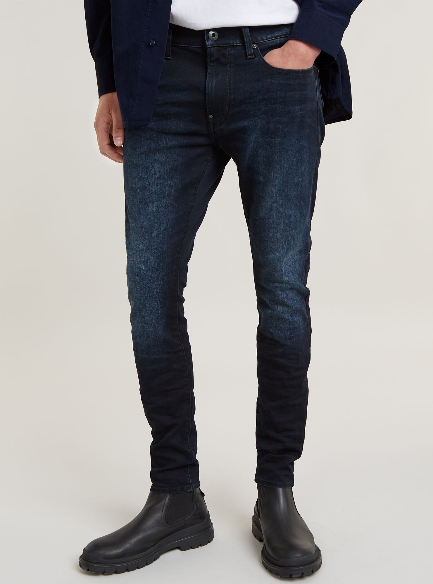 Regular-fit-Jeans G-STAR "Revend Skinny Jeans", Herren, Gr. 38, Länge 38, dk aged, Obermaterial: 70% Baumwolle, 28% Polyester, 2% Elasthan, Jeans