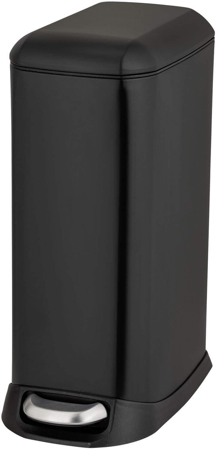 Mülleimer WENKO "Modell Design", schwarz, B:20,5cm H:46cm T:36cm, Edelstahl, Kunststoff, Mülleimer, Mülleimer, Abfalleimer mit Absenkautomatik und herausnehmbarem Einsatz