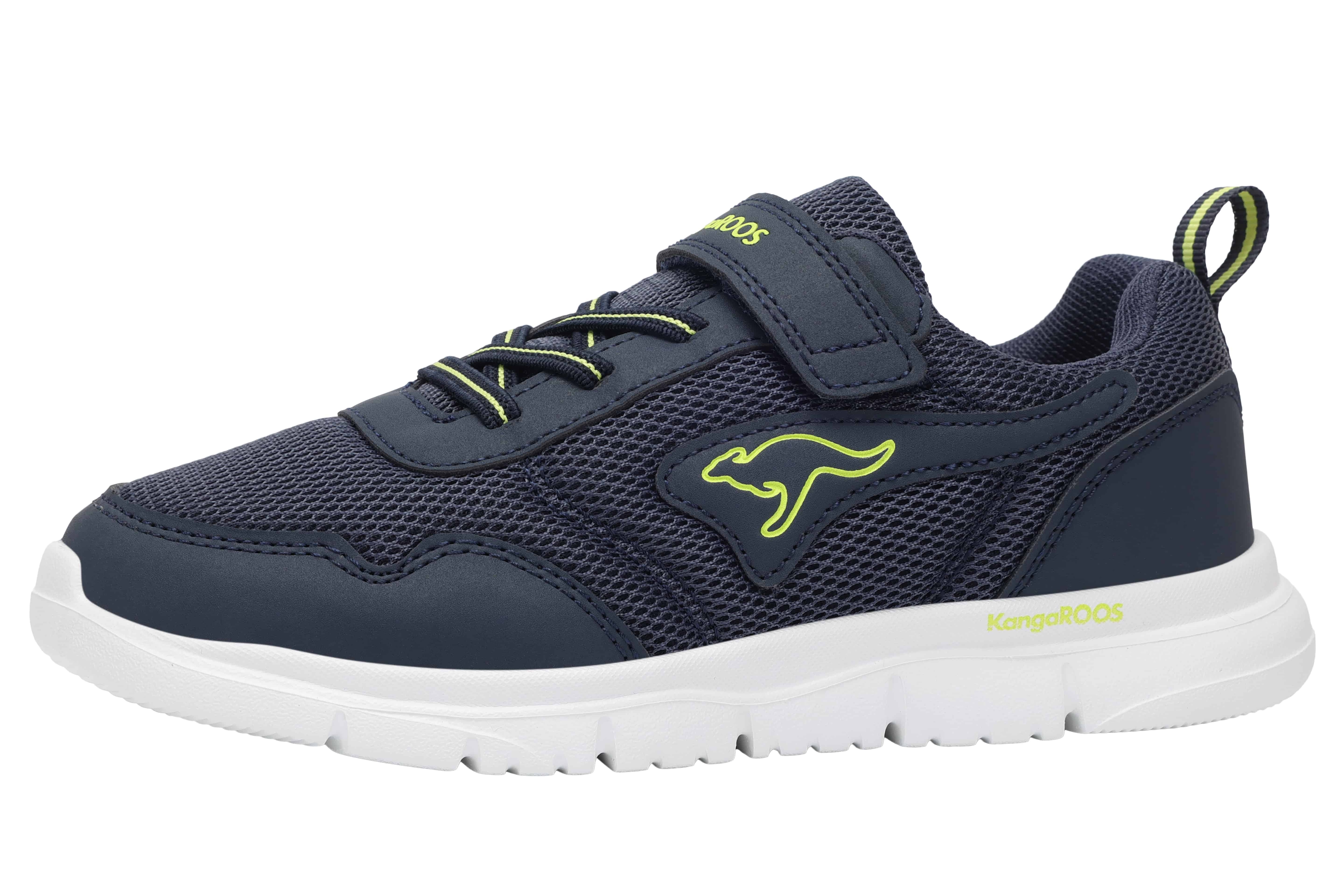 Sneaker KANGAROOS "K-ETK POSSUM EV", Damen, Gr. 33, dk navy, sulphur spring, Mesh, Synthetik, Schuhe Sneaker, mit Glitzereffekt