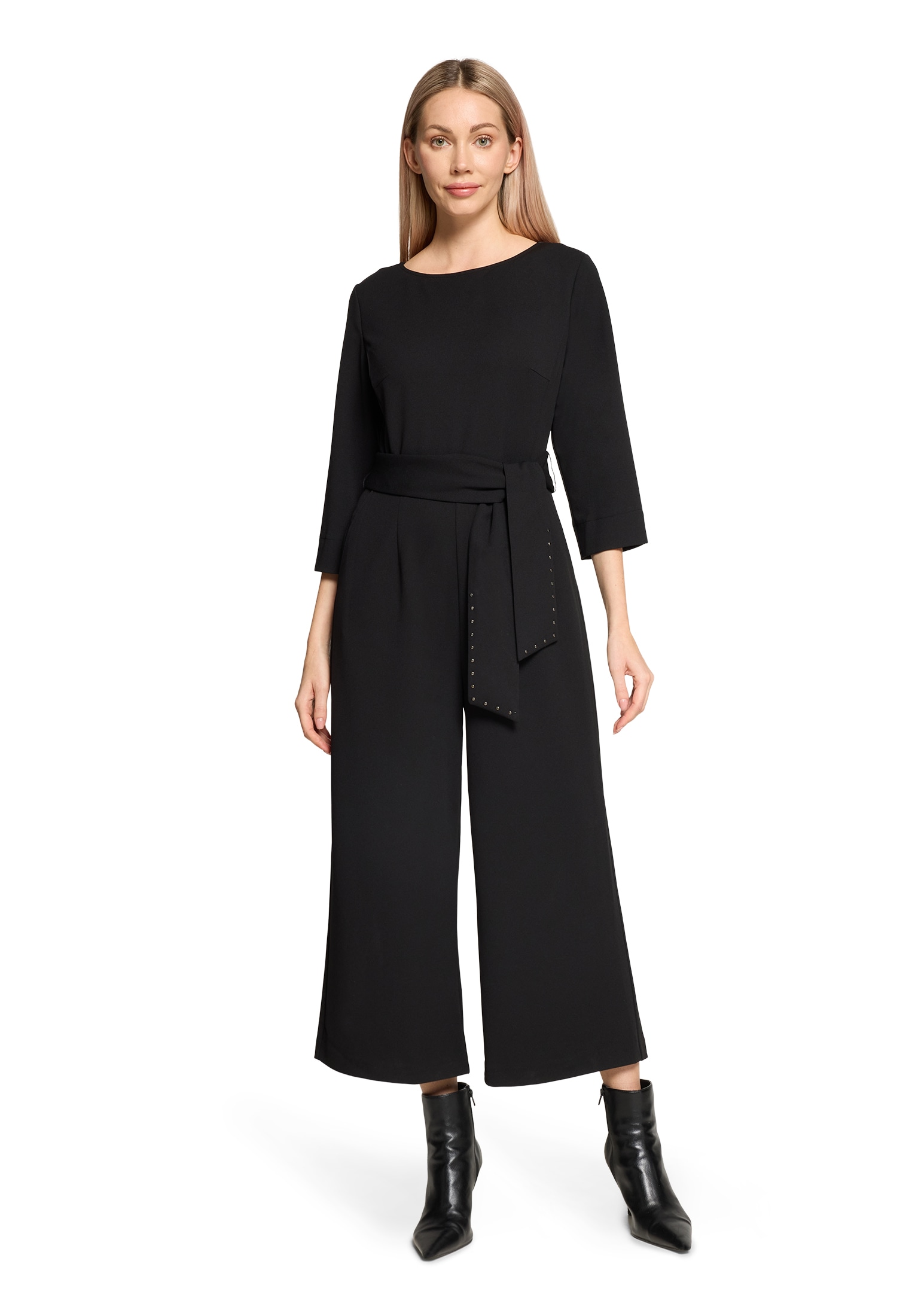 Overall BETTY BARCLAY "Damen mit Eingrifftaschen", Damen, Gr. 46, Normalgrößen, schwarz, Obermaterial: 96% Polyester, 4% Elasthan, figurumspielend, Rundhals, Overalls Overall