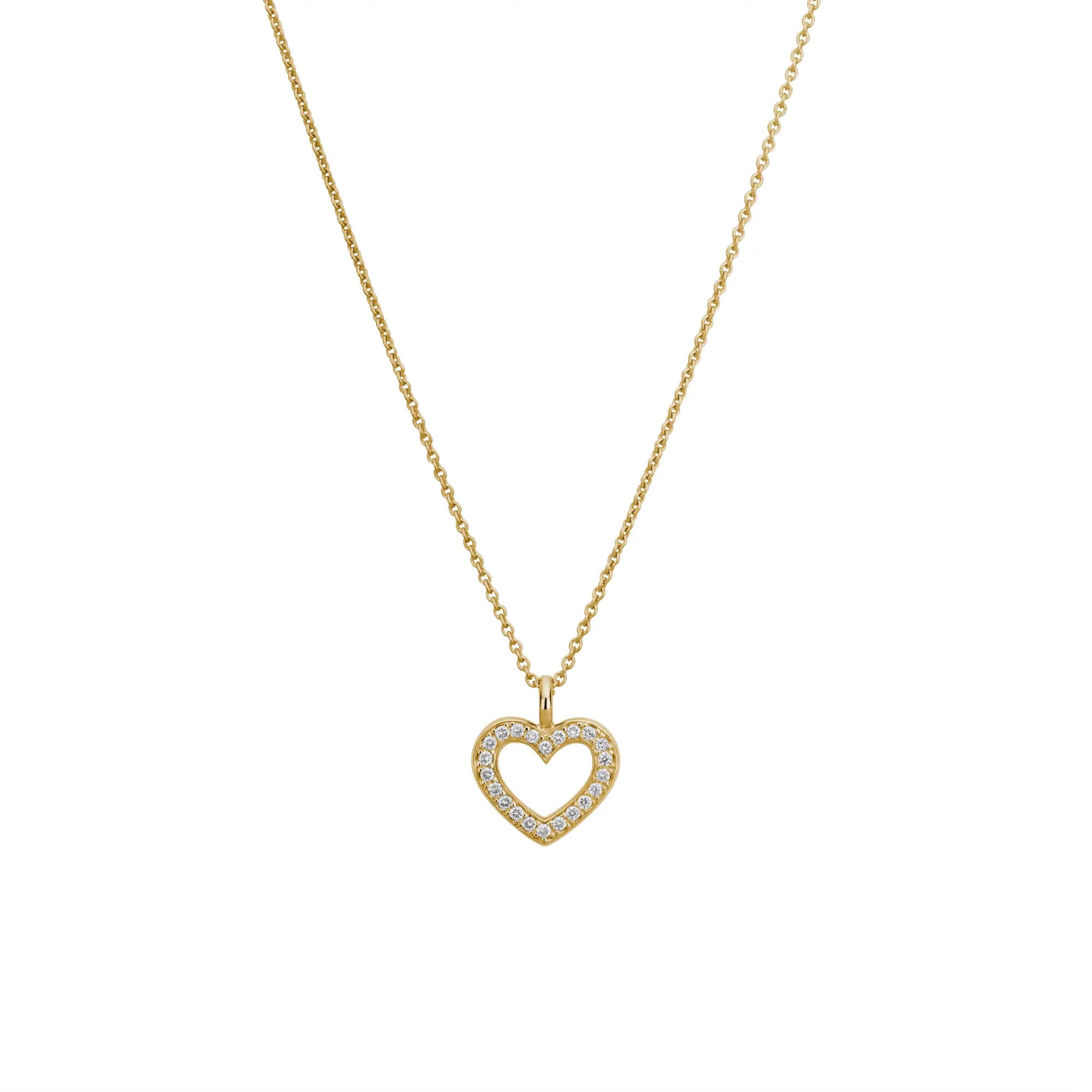 Kette mit Anhänger LYOMI "585/- Gelbgold 22 synth. Diam. 0,15ct.", gelb, Halsketten, Damen, 45,0cm, 0,15, Gold, L: 45 B: 11,8mm, glänzend, B:11,8mm