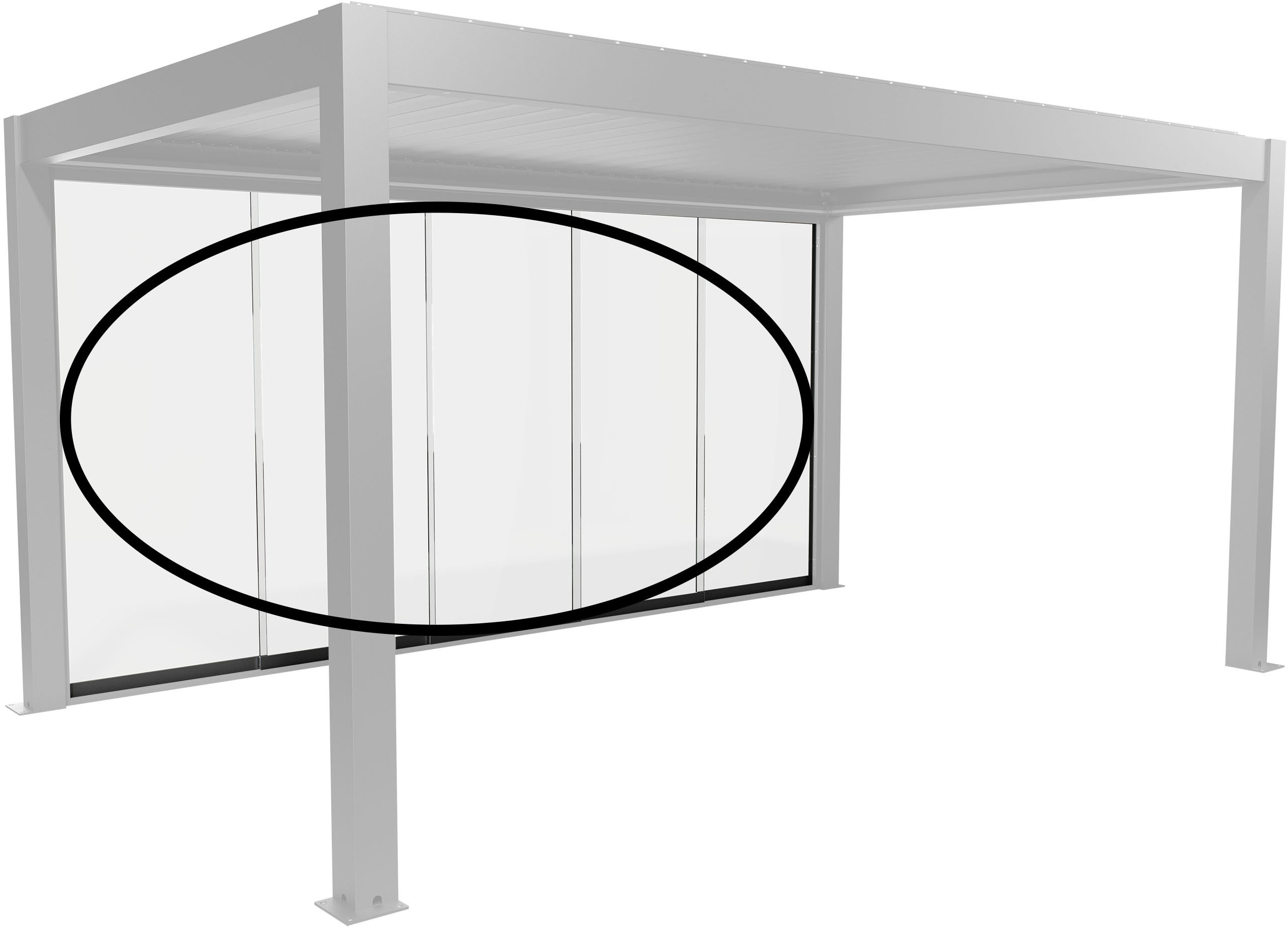 Glasschiebetür BIOHORT "Klarglas Gr. 5 m für Pergola, verschiedene Farben", dunkelgrau, metallic, B:475,5cm H:234,9cm, Glas, Stahl, Türen, 475,5x 234,9 cm, Glaselemente aus 10 mm ESG