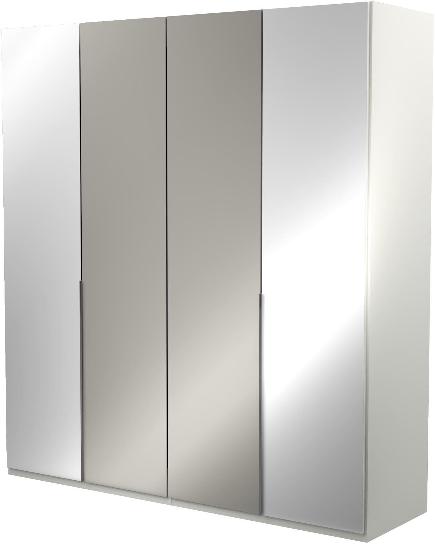 Drehtürenschrank MUSTERRING "San Diego, Kleiderschrank, Schrank, Garderobe, mit Glastüren", weiß, B:200cm H:236cm T:58cm, Glas, Holzwerkstoff, Schränke, Drehtürenschrank, 4-türig (gedämpft), 4 Böden, 2 Kleiderstangen, Chromgriffe