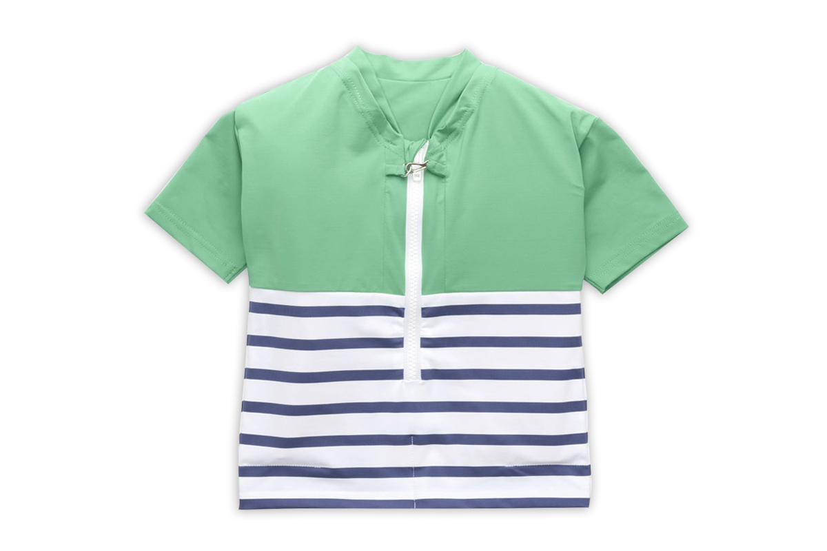 Floatee - Das Anti-Ertrinken T-Shirt für Kinder mit UV-Schutz, grün - Gr. 110 | Kurzarm T-Shirt Komplettset, Schwimmweste für Kinder Image