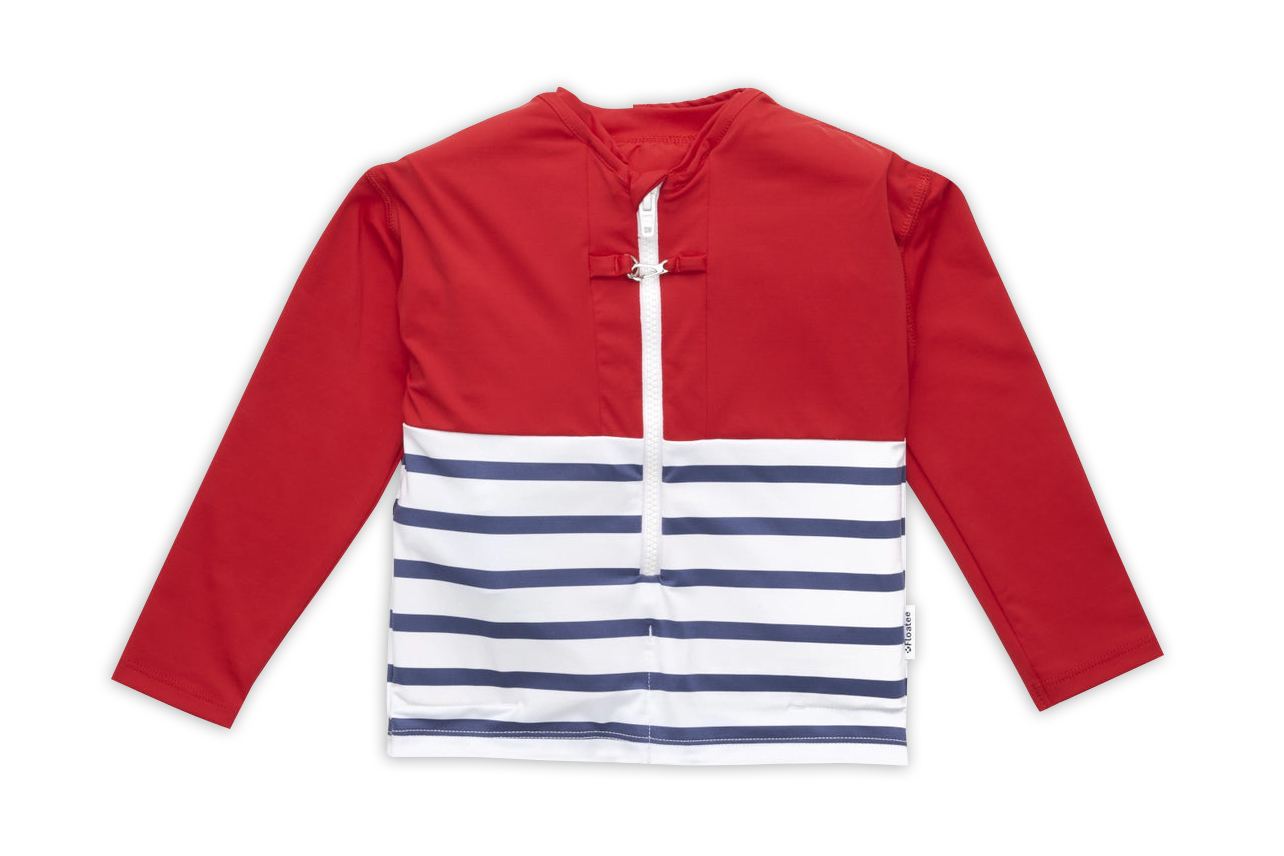 Floatee - Das Anti-Ertrinken T-Shirt für Kinder mit UV-Schutz, rot - Gr. 116 | Langarm T-Shirt Komplettset, Schwimmweste für Kinder Image