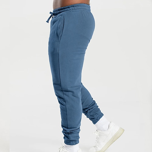 Herren Jogginghose Hose Kordelzug Tasche Elastischer Bund Einfach Komfort Atmungsaktiv Täglich Outdoor Ferien Urlaub Mode Blau Schwarz Mikroelastisch Image